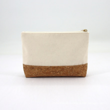 Natural Material Environmental Protection Recycled Cotton Canvas with Cork Cosmetic Pouch